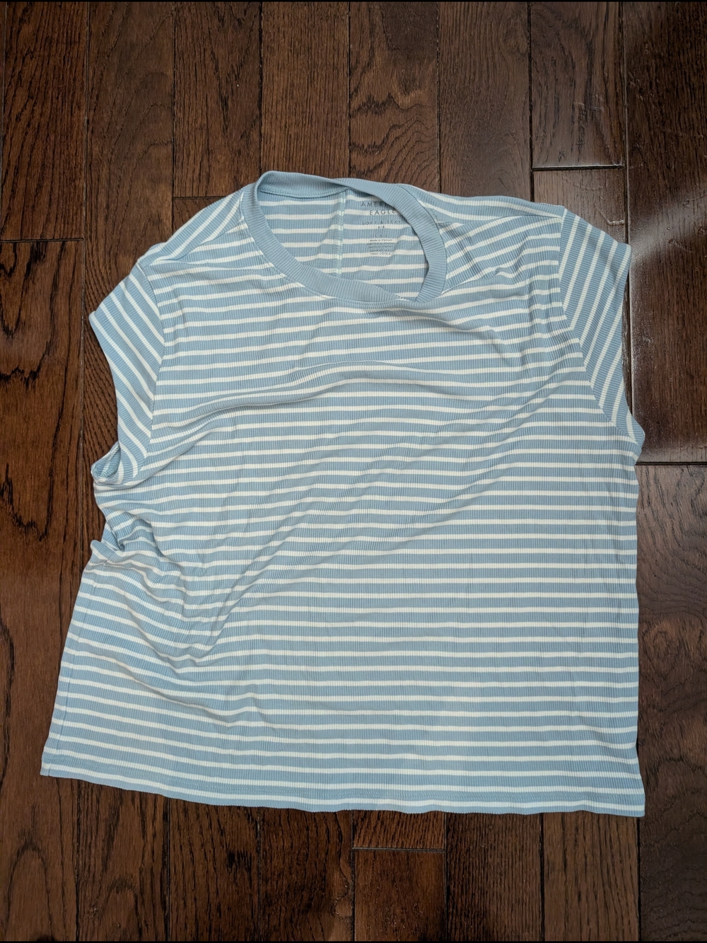 Soft & Sexy Light Blue & White Striped Women’s Crewneck Tee